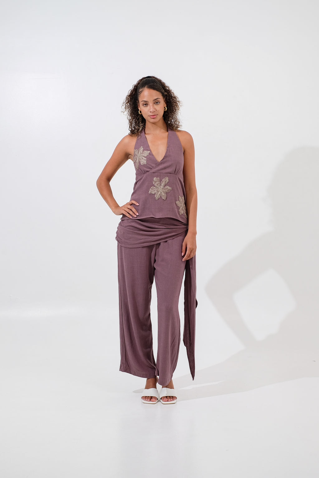 Capri Beaded Linen Top
